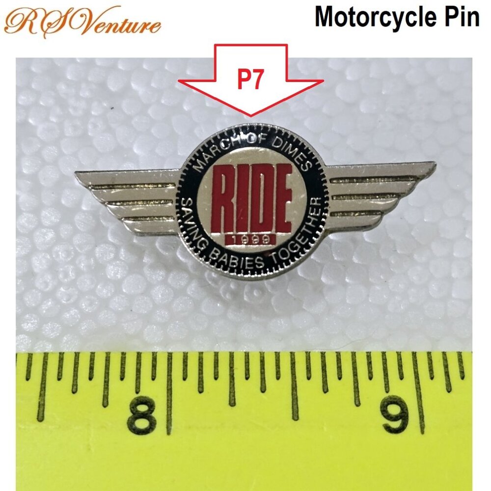 Buy 1 get 1 FREE, Vintage 1999 March Of Dime Motorcycle Pin